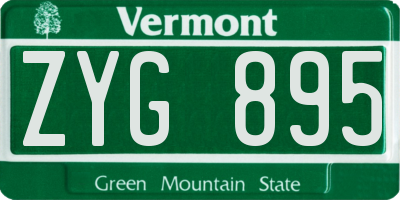 VT license plate ZYG895