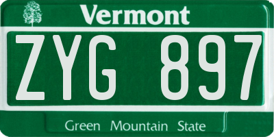 VT license plate ZYG897