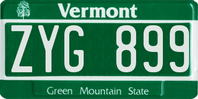 VT license plate ZYG899
