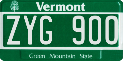 VT license plate ZYG900