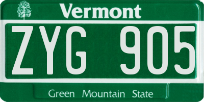 VT license plate ZYG905