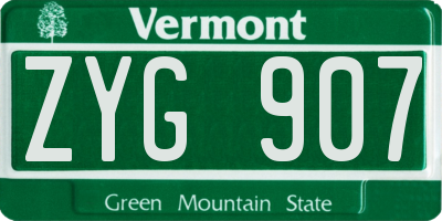 VT license plate ZYG907