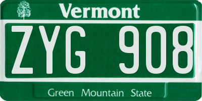 VT license plate ZYG908