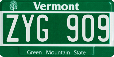 VT license plate ZYG909