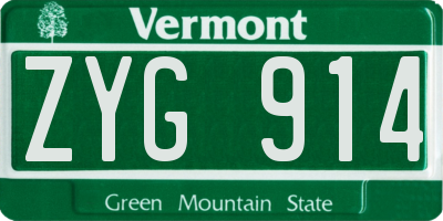 VT license plate ZYG914