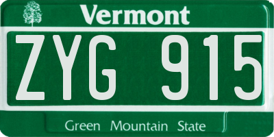 VT license plate ZYG915