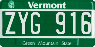 VT license plate ZYG916
