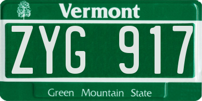 VT license plate ZYG917