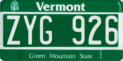 VT license plate ZYG926