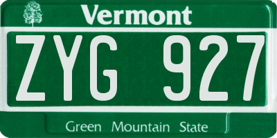 VT license plate ZYG927