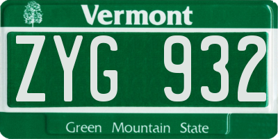 VT license plate ZYG932