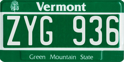 VT license plate ZYG936