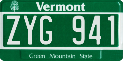 VT license plate ZYG941