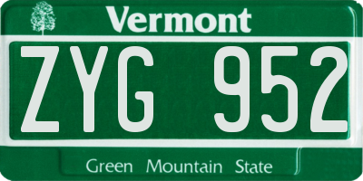 VT license plate ZYG952