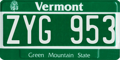VT license plate ZYG953