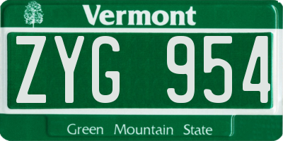 VT license plate ZYG954