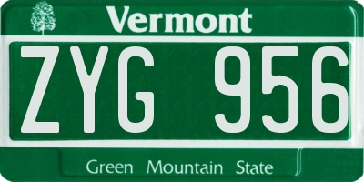 VT license plate ZYG956