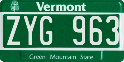 VT license plate ZYG963