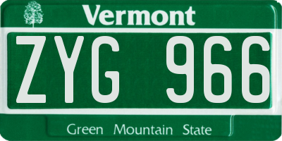 VT license plate ZYG966