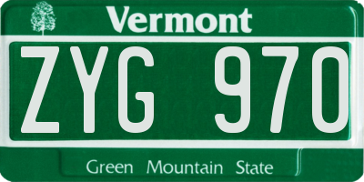 VT license plate ZYG970