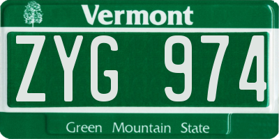 VT license plate ZYG974
