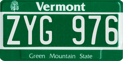 VT license plate ZYG976