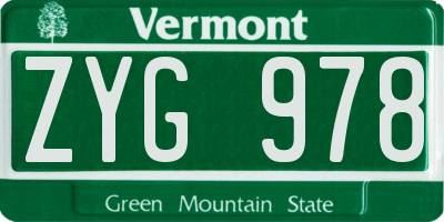 VT license plate ZYG978