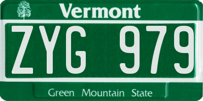 VT license plate ZYG979
