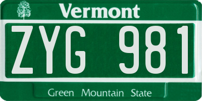 VT license plate ZYG981