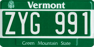 VT license plate ZYG991