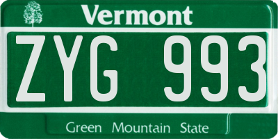VT license plate ZYG993