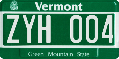 VT license plate ZYH004