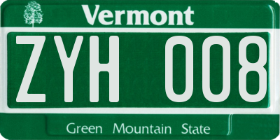 VT license plate ZYH008