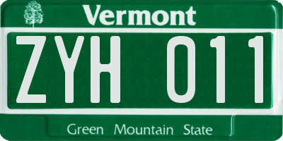VT license plate ZYH011