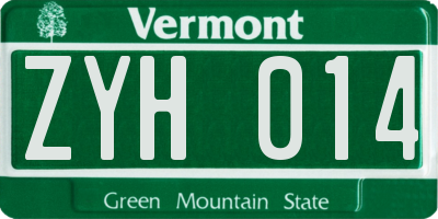 VT license plate ZYH014
