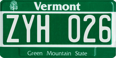 VT license plate ZYH026