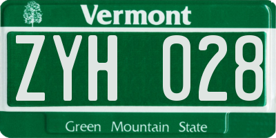 VT license plate ZYH028