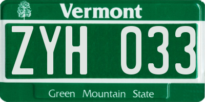 VT license plate ZYH033