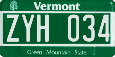 VT license plate ZYH034