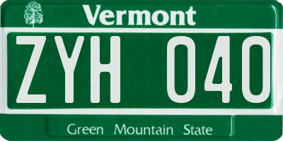 VT license plate ZYH040