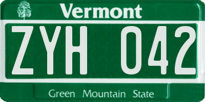 VT license plate ZYH042