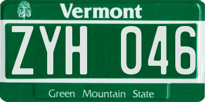 VT license plate ZYH046