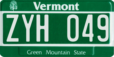 VT license plate ZYH049