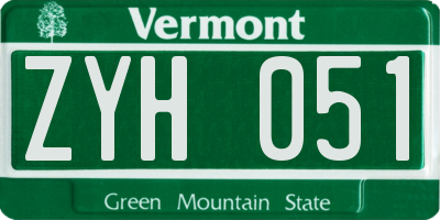 VT license plate ZYH051