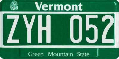 VT license plate ZYH052