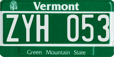 VT license plate ZYH053