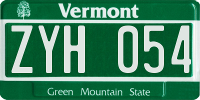 VT license plate ZYH054
