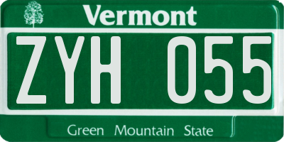 VT license plate ZYH055