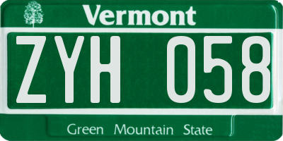 VT license plate ZYH058