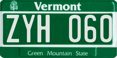 VT license plate ZYH060